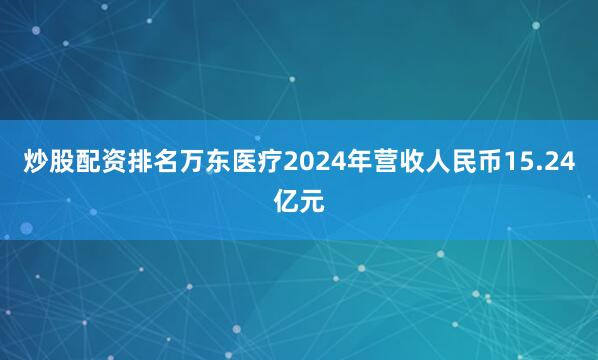 炒股配资排名万东医疗2024年营收人民币15.24亿元