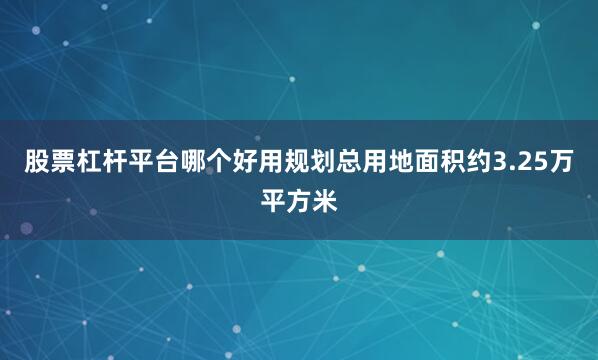 股票杠杆平台哪个好用规划总用地面积约3.25万平方米